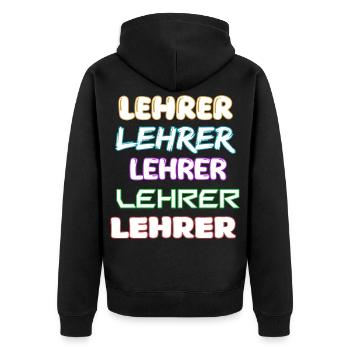 Beruf Lehrer - Unisex Premium Bio Zip Hoodie - Schwarz - Hinten - Nico (187cm)