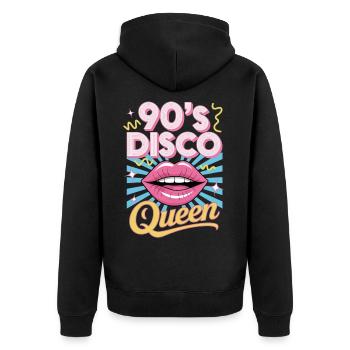 90er Jahre Disco Queen Retro Dance Party Nostalgie - Unisex Premium Bio Zip Hoodie - Schwarz - Hinten - Nico (187cm)