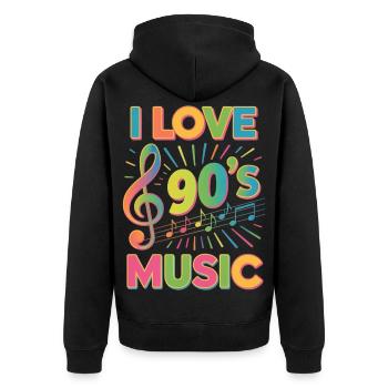Ich Liebe 90er-Jahre-Musik, Retro-Neunziger-Jahre - Unisex Premium Bio Zip Hoodie - Schwarz - Hinten - Nico (187cm)