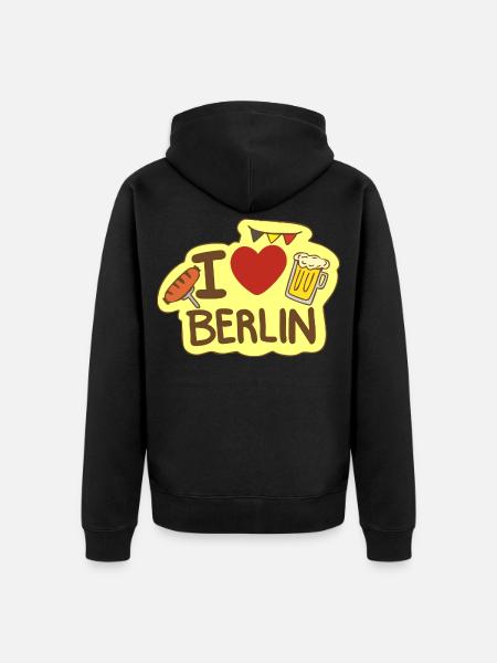 Ich liebe Berlin - Unisex Premium Bio Zip Hoodie - Schwarz