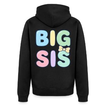 große Schwester - Unisex Premium Bio Zip Hoodie - Schwarz - Hinten - Nico (187cm)