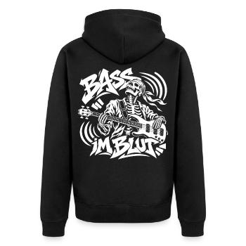 Bass im Blut - Unisex Premium Bio Zip Hoodie - Schwarz - Hinten - Nico (187cm)