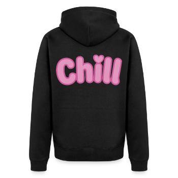 Chill Pink Bubbles Weiche Typografie - Unisex Premium Bio Zip Hoodie - Schwarz - Hinten - Nico (187cm)