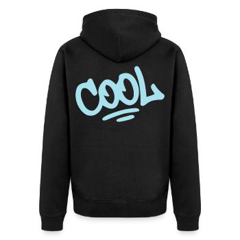 COOL Pastel Blue Graffiti - Unisex Premium Bio Zip Hoodie - Schwarz - Hinten - Nico (187cm)