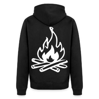 Lagerfeuer Skizze mit Stöcken - Unisex Premium Bio Zip Hoodie - Schwarz - Hinten - Nico (187cm)