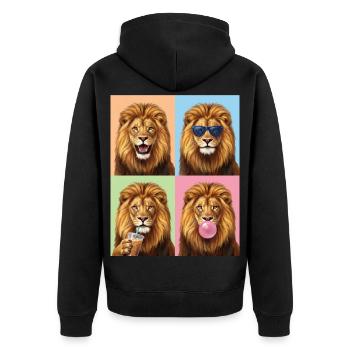 Löwen Löwe - Unisex Premium Bio Zip Hoodie - Schwarz - Hinten - Nico (187cm)