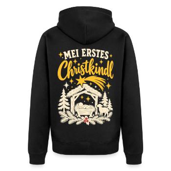 Mei erstes Christkindl Baby bairisch - Unisex Premium Bio Zip Hoodie - Schwarz - Hinten - Nico (187cm)