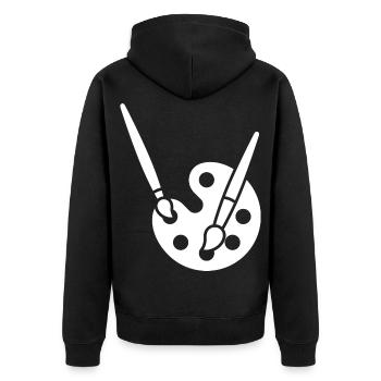 Malerei, Farbpalette, Pinsel, Kunst Symbol - Unisex Premium Bio Zip Hoodie - Schwarz - Hinten - Nico (187cm)