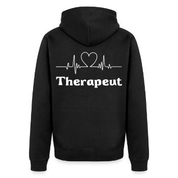 Therapeut - Unisex Premium Bio Zip Hoodie - Schwarz - Hinten - Nico (187cm)