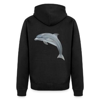 Springender Delfin - Realistisch gemalt - Unisex Premium Bio Zip Hoodie - Schwarz - Hinten - Nico (187cm)