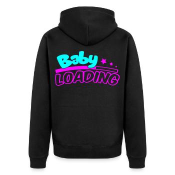Baby Loading Neon Logo - Unisex Premium Bio Zip Hoodie - Schwarz - Hinten - Nico (187cm)