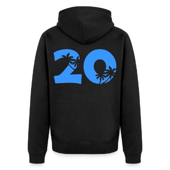 Sommer 20 Palmen Silhouette - Unisex Premium Bio Zip Hoodie - Schwarz - Hinten - Nico (187cm)