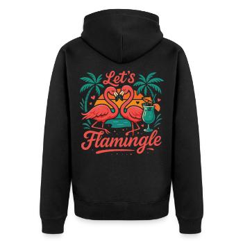 Let's Flamingle - Unisex Premium Bio Zip Hoodie - Schwarz - Hinten - Nico (187cm)