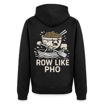 Row like pho - Unisex Premium Bio Zip Hoodie - Schwarz - Hinten - Nico (187cm)