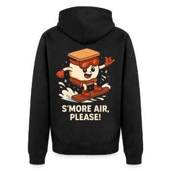 S’more air, please - Unisex Premium Bio Zip Hoodie - Schwarz - Hinten - Nico (187cm)