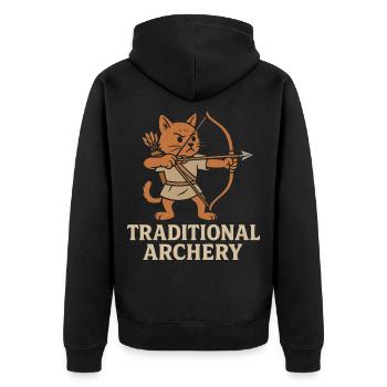 Traditional Archery - Unisex Premium Bio Zip Hoodie - Schwarz - Hinten - Nico (187cm)
