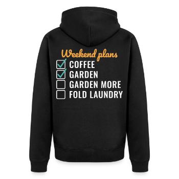 Wochenendpläne Kaffeegarten Mehr - Unisex Premium Bio Zip Hoodie - Schwarz - Hinten - Nico (187cm)