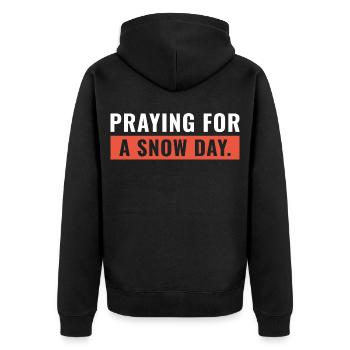 Beten für einen Schneetag - Unisex Premium Bio Zip Hoodie - Schwarz - Hinten - Nico (187cm)