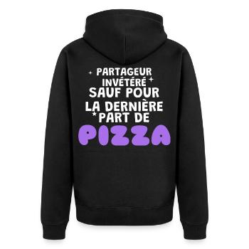 Sharer außer Pizza-Humor - Unisex Premium Bio Zip Hoodie - Schwarz - Hinten - Nico (187cm)