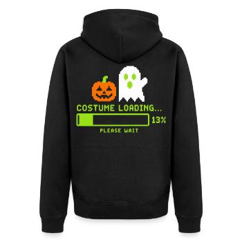 Hallowe Costume Loading Retro Gamer - Unisex Premium Bio Zip Hoodie - Schwarz - Hinten - Nico (187cm)