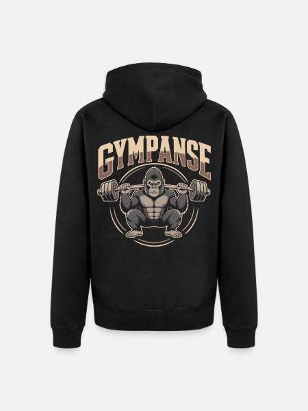 Gympanse Gewichtheber Bodybuilding - Unisex Premium Bio Zip Hoodie - Schwarz