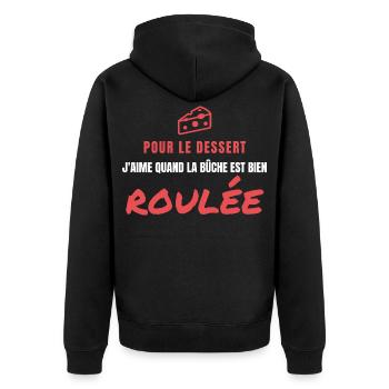 Dessert Bûche Bien Roulée Humor Weihnachten - Unisex Premium Bio Zip Hoodie - Schwarz - Hinten - Nico (187cm)