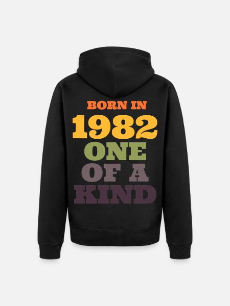 Geboren 1982 einzigartig - Unisex Premium Bio Zip Hoodie - Schwarz