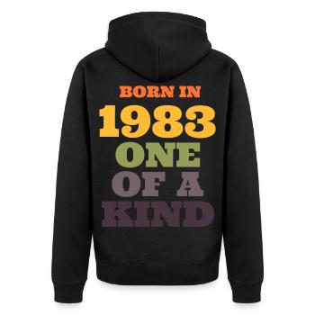 Geboren 1983: Einzigartiges Retro-T-Shirt - Unisex Premium Bio Zip Hoodie - Schwarz - Hinten - Nico (187cm)