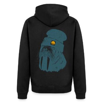 Walross Meer Küstenkind Outdoor - Unisex Premium Bio Zip Hoodie - Schwarz - Hinten - Nico (187cm)