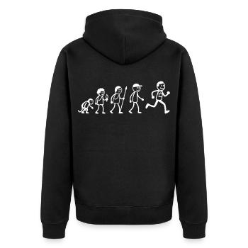  Langlauf-Jogger Marathon-Läufer Laufsport - Unisex Premium Bio Zip Hoodie - Schwarz - Hinten - Nico (187cm)
