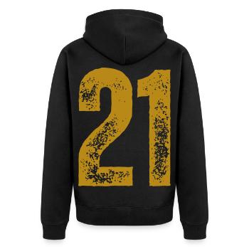 21 - Unisex Premium Bio Zip Hoodie - Schwarz - Hinten - Nico (187cm)