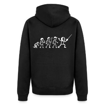  Fechter Fechten Fechtsport Game Strichmänchen - Unisex Premium Bio Zip Hoodie - Schwarz - Hinten - Nico (187cm)