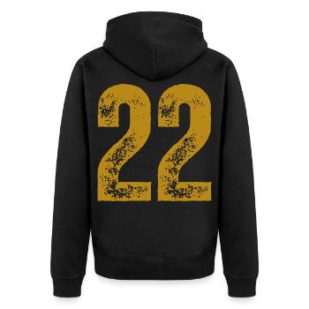 22 - Unisex Premium Bio Zip Hoodie - Schwarz - Hinten - Nico (187cm)