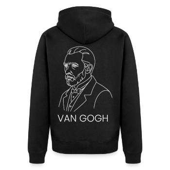 Van Gogh Line Porträt-T-Shirt - Unisex Premium Bio Zip Hoodie - Schwarz - Hinten - Nico (187cm)