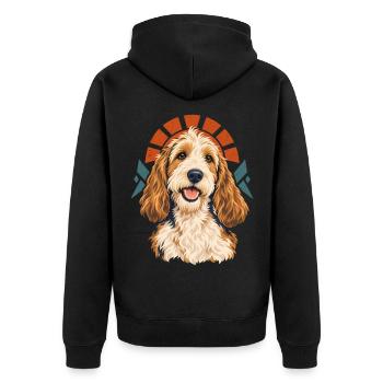 Geometrisches Hundeporträt - Unisex Premium Bio Zip Hoodie - Schwarz - Hinten - Nico (187cm)
