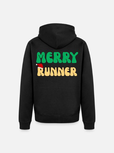 Merry Runner Weihnachtsgeschenk Laufmarathon - Unisex Premium Bio Zip Hoodie - Schwarz
