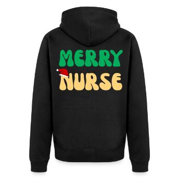 Frohe Nurse Weihnachtspullover Retro Nurse Geschenk - Unisex Premium Bio Zip Hoodie - Schwarz - Hinten - Nico (187cm)