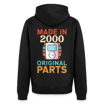 2000 Geburtstag Originaler MP3-Player Vintage Retro - Unisex Premium Bio Zip Hoodie - Schwarz - Hinten - Nico (187cm)