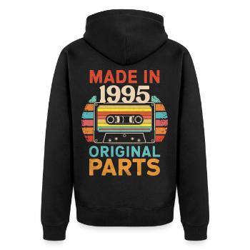 1995 Geburtstag Original 90er 80er Kassettenband Retro - Unisex Premium Bio Zip Hoodie - Schwarz - Hinten - Nico (187cm)