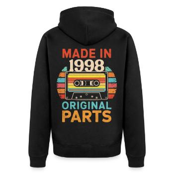 1998 Geburtstag Original 90er 80er Retro-Kassette - Unisex Premium Bio Zip Hoodie - Schwarz - Hinten - Nico (187cm)