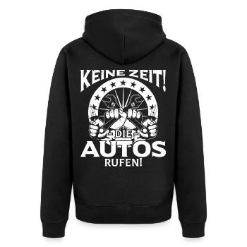 Keine Zeit Die Autos Rufen KFZ Mechaniker - Unisex Premium Bio Zip Hoodie - Schwarz - Hinten - Nico (187cm)