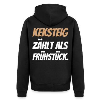 Keksteig zählt als Frühstück. - Unisex Premium Bio Zip Hoodie - Schwarz - Hinten - Nico (187cm)