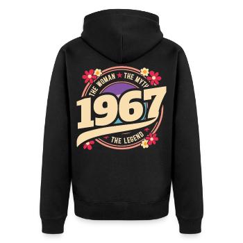 1967 60 Jahre Jubiläum Vintage Woman - Unisex Premium Bio Zip Hoodie - Schwarz - Hinten - Nico (187cm)