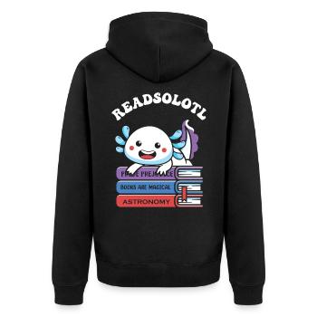 Entdecken Sie Die Bezaubernde Welt Der Axolotl - Unisex Premium Bio Zip Hoodie - Schwarz - Hinten - Nico (187cm)
