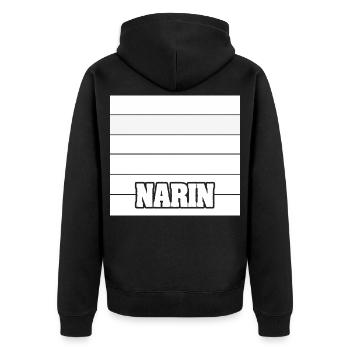 Narin als Schwester - Unisex Premium Bio Zip Hoodie - Schwarz - Hinten - Nico (187cm)