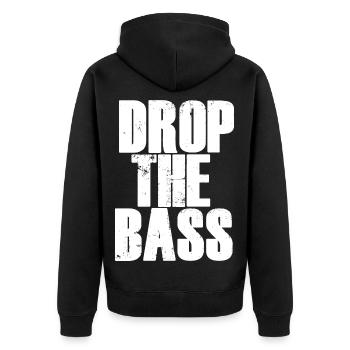 Lass den Bass fallen - Unisex Premium Bio Zip Hoodie - Schwarz - Hinten - Nico (187cm)