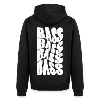 Fetter Bass-Typografie - Unisex Premium Bio Zip Hoodie - Schwarz - Hinten - Nico (187cm)
