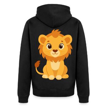 Süßes Löwenbaby - Unisex Premium Bio Zip Hoodie - Schwarz - Hinten - Nico (187cm)