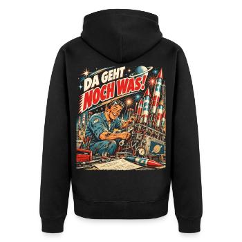 Da geht noch was – Feuerwerk - Unisex Premium Bio Zip Hoodie - Schwarz - Hinten - Nico (187cm)
