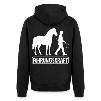 Lustiges Pferdemädchen & Reiter Spruch Geschenke - Unisex Premium Bio Zip Hoodie - Schwarz - Hinten - Nico (187cm)